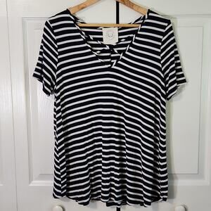 Vintage Fantastic Fawn Blue and White Striped Top SZ LG Preppy Coastal Nautical